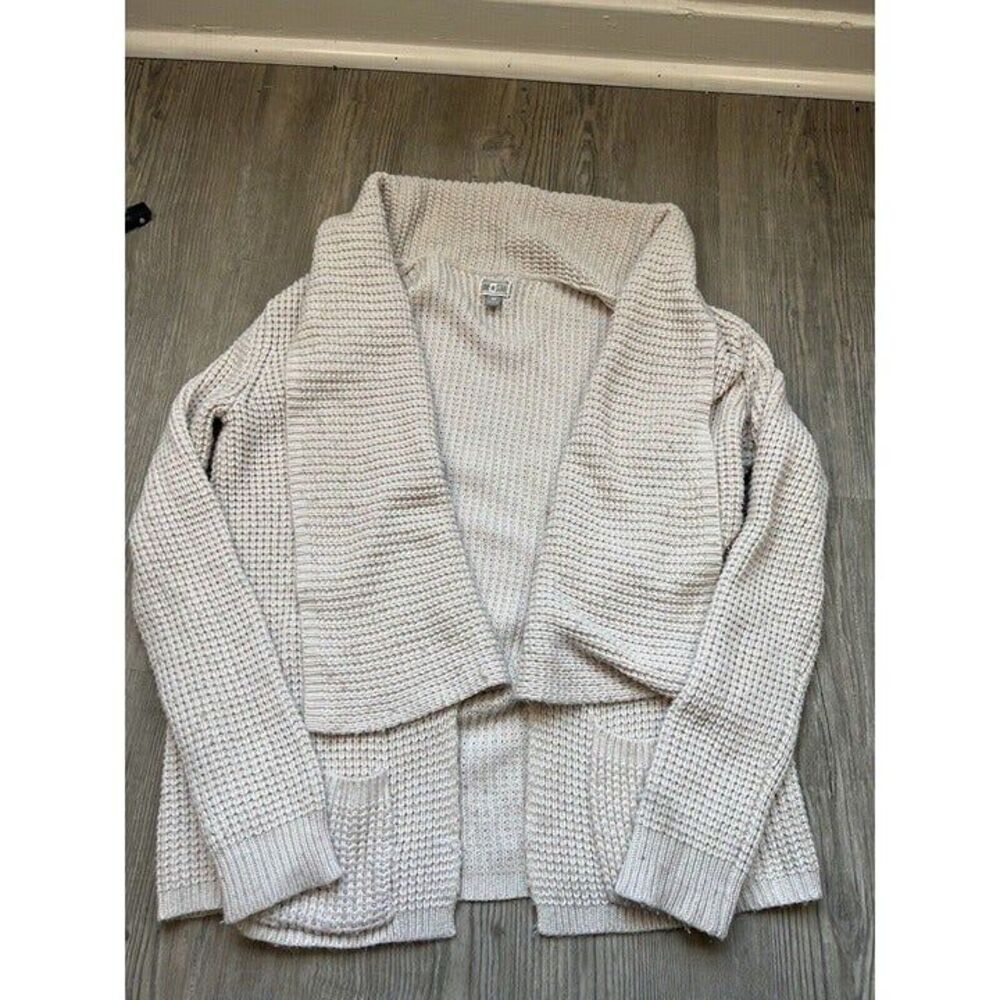 Converse Knitted Sweater Throw Over Cardigan Beige Woman's Size Medium‎